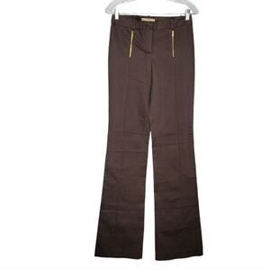 Michael Kors Collection Brown Wide Leg Zip Pocket Trouser Dress Pants Women's 2